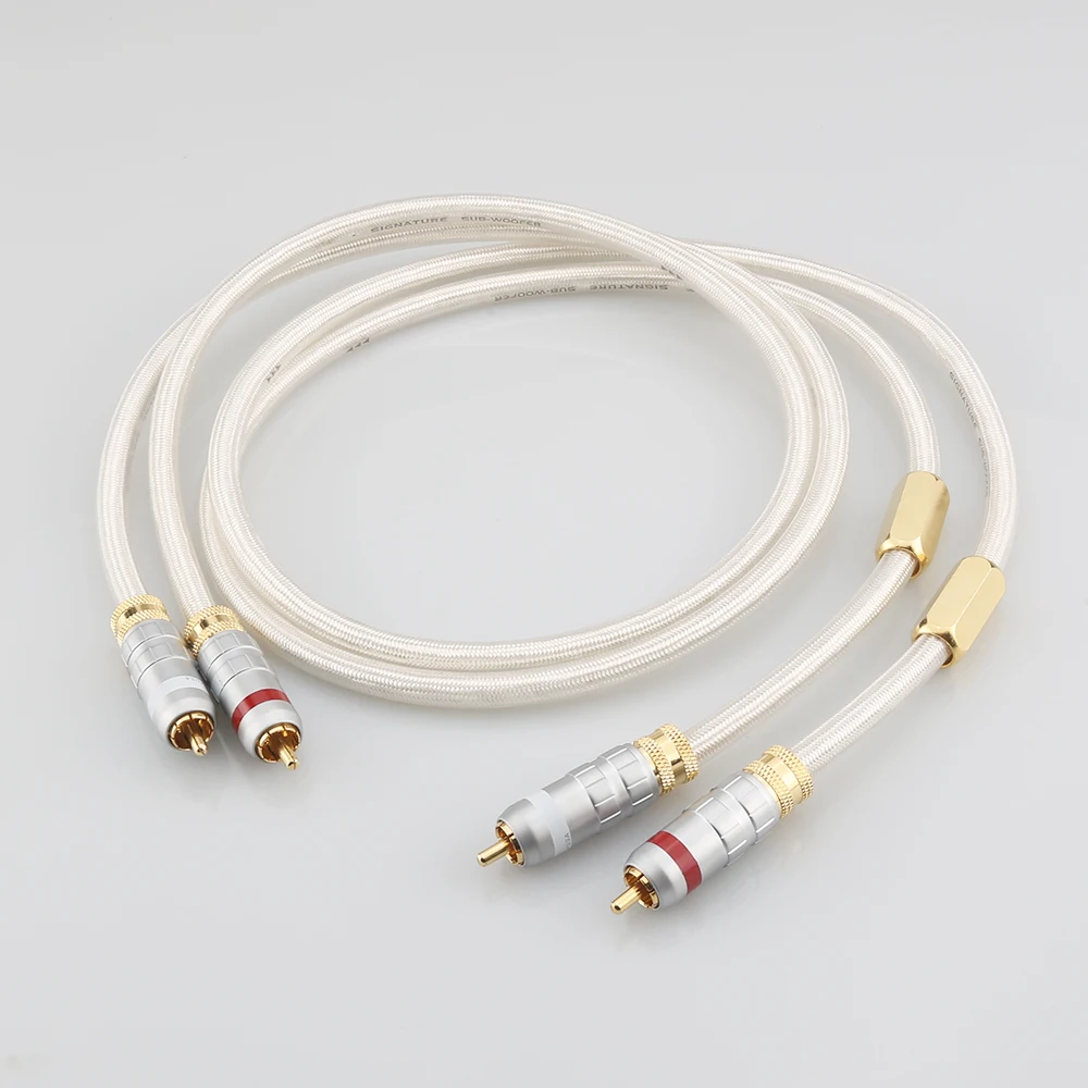 A26 Pair HiFi Signature 6N OCC Silver-plated Hifi RCA Audio Cable With gold plated RCA plug connector