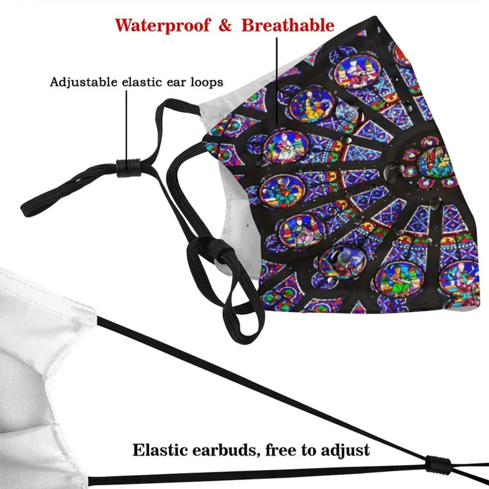 Stained Glass Window Wasbare Trending Aangepaste Pm2.5 Filter Masker Parijs Notre Dame Stained Glass Windows Religie Religieuze