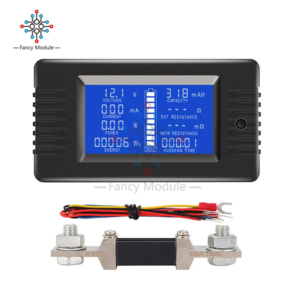 diymore PZEM-015 300A Shunt Battery Tester Voltage Amp Power Capacity Internal & External Resistance Residual Electricity Meter