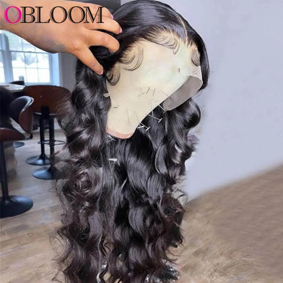 Pre Plucked 30" Body Wave 13x4 Lace Front Human Hair Wigs Pre plucked 4x4 Lace Closure Wig Lace Wigs for Women Bleached Knots