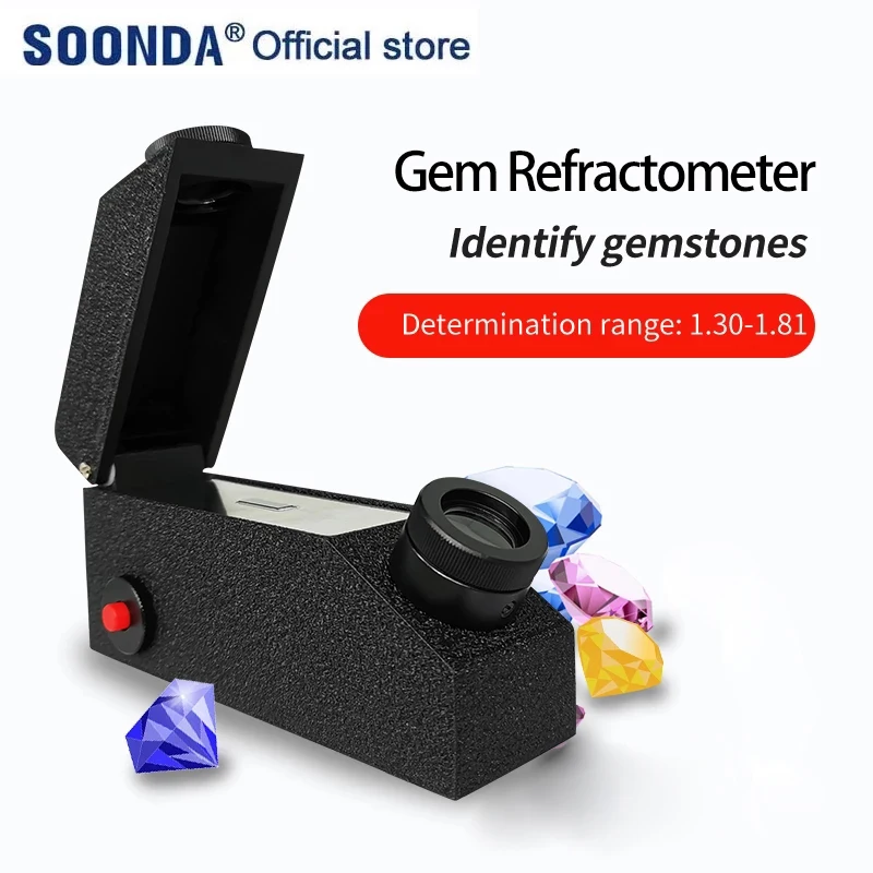 Gem Refractometer Gem Instrument Gem Tool  Professional Gemstone ldentification Built-in LED Light Diamond Detector Testing Tool