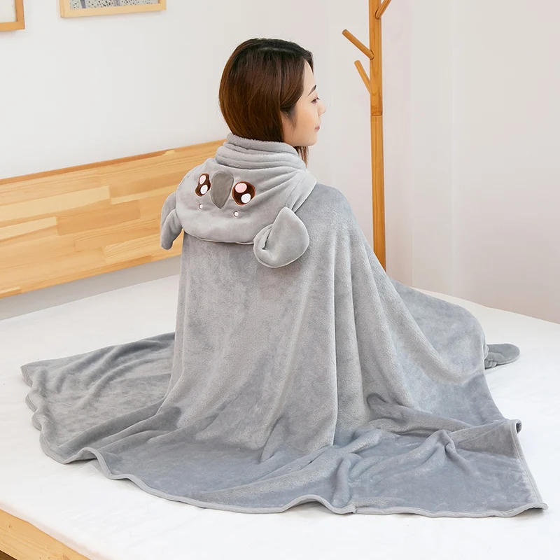 Cute Rabbit&Corgi&Koala&PigPlush Cape Lazy Blanket Soft Cartoon Dinosaur Stuffed Cloak Doll Cosplay Air Blankets Birthday Gift