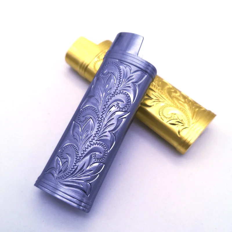 Metal Armor Classic Size Lighter Pouches Arabesque Hollow carving J5/J3/J8 Lighter Case Cover Holder For Bic