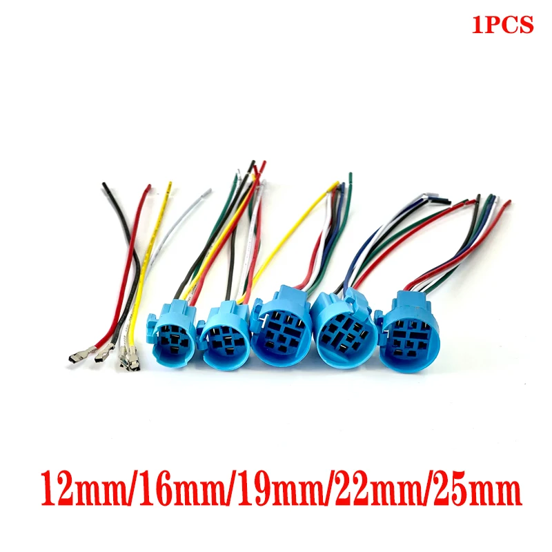12mm 16mm 19mm 22mm 25mm gniazdo kablowe do metalowego przełącznika przyciskowego okablowanie 2-6 przewodów stabilny przycisk światła lampy