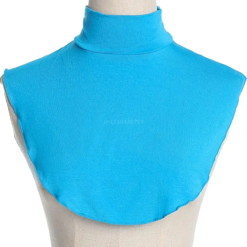 Cuello de tortuga falso para mujer, extensiones de Hijab islámico de Color sólido, blusa de media parte superior, calentador de cuello Hijab desmontable