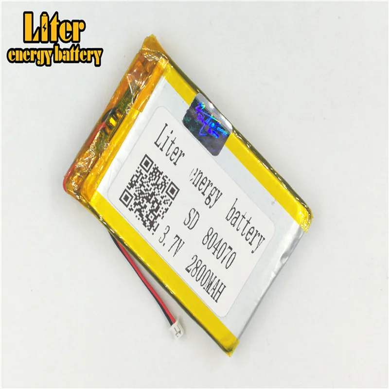 1.25 Mm 2pin Konektor 3.7V 804070 2800 MAh Baterai Lipo, e-Buku GPS PDA Rekreasi Mesin Power Bank Baterai Isi Ulang