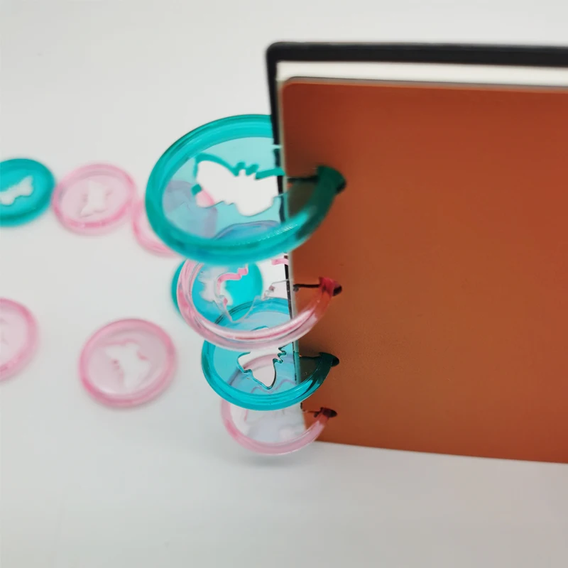 24Pcs/Lot Plastic Binding Rings 28MM Butterfly Loose-leaf Buckle Transparent Buckle Mushroom Hole Notebook Binding Disc