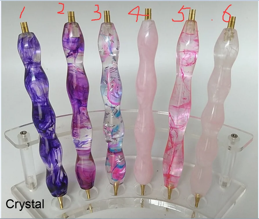 

2021 New Style Handmade Resin Crystal Pen With 1+2 Metal Tips Diamond Painting tools Embroidery Accessories Point Mosaic Tool