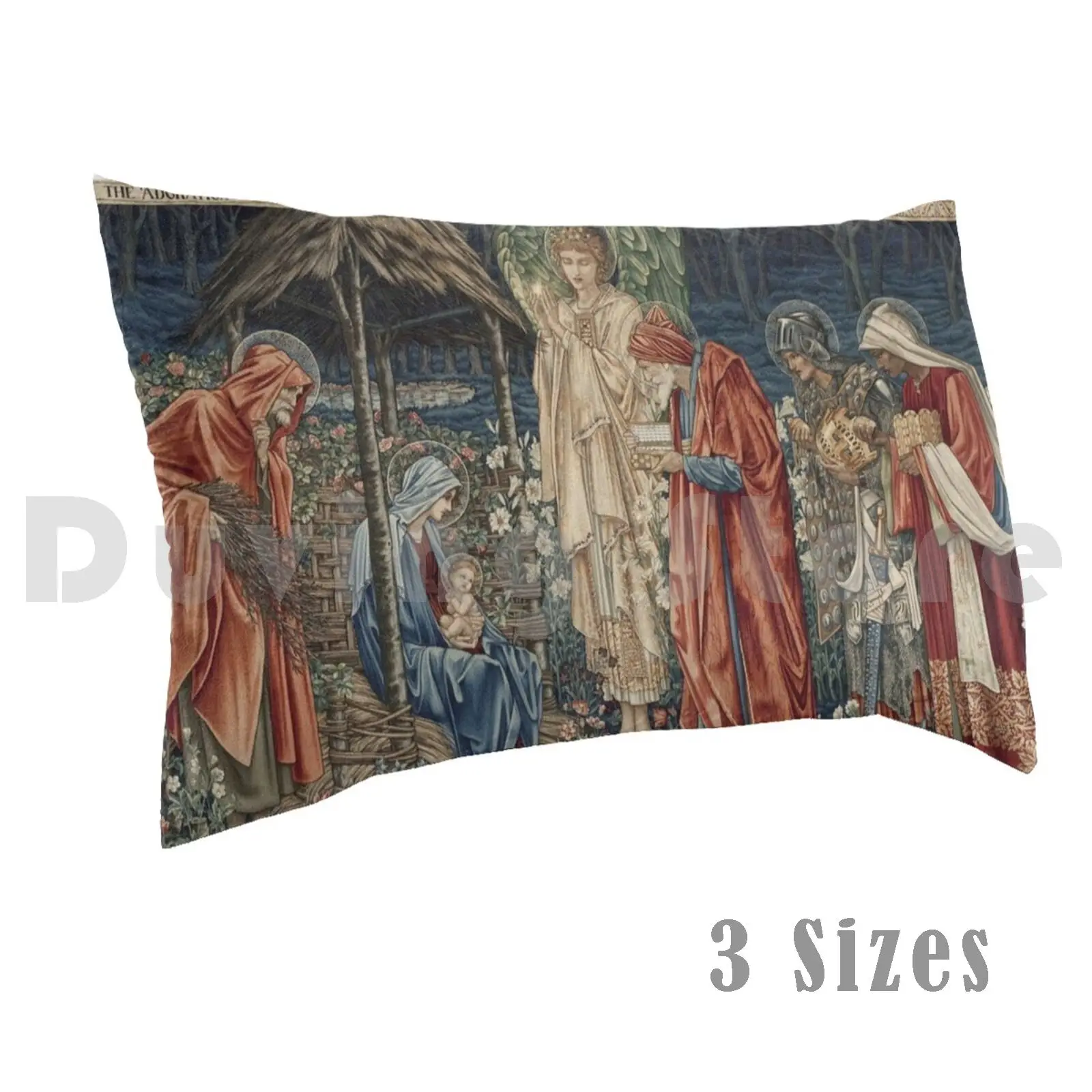 Edward Burne-Jones-The Adoration Of The Magi Pillow case Child Landscape River House Bird