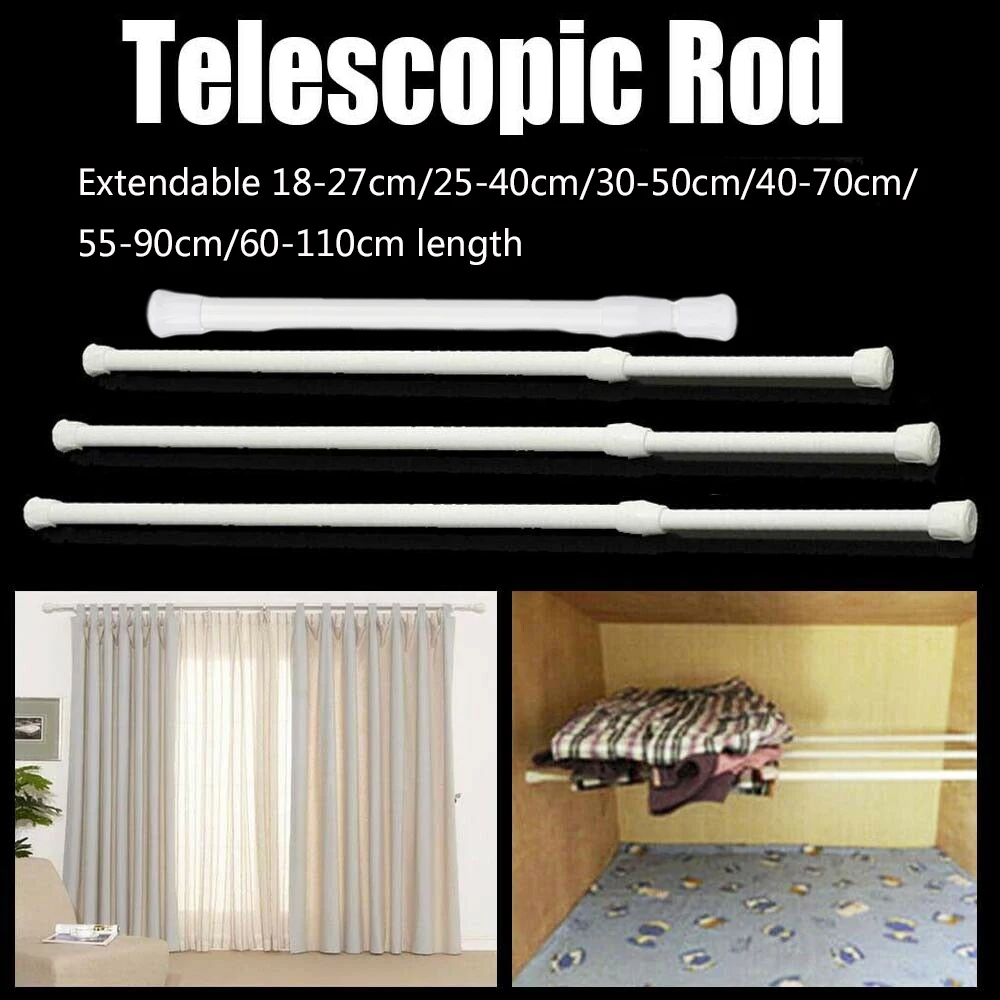 Curtain Rods Telescopic Pole Bathroom Extendable Sticks Household Adjustable Pole Loaded Hanger