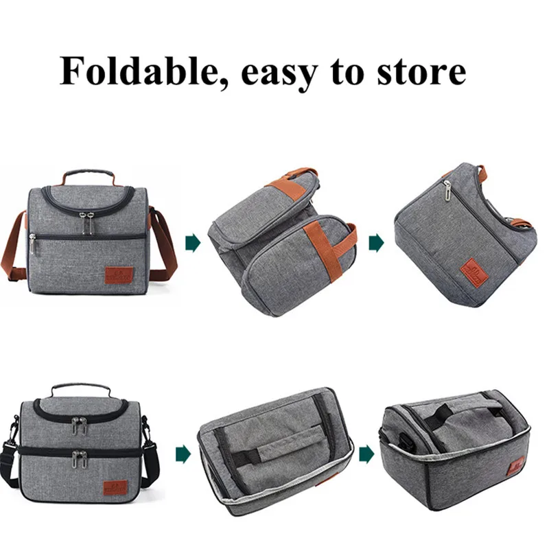 Single/Durable Layer Waterproof Thermal Lunch Bag Large Capacity Portable Picnic Food Insulated Cooler Bag with Shoulder Strap