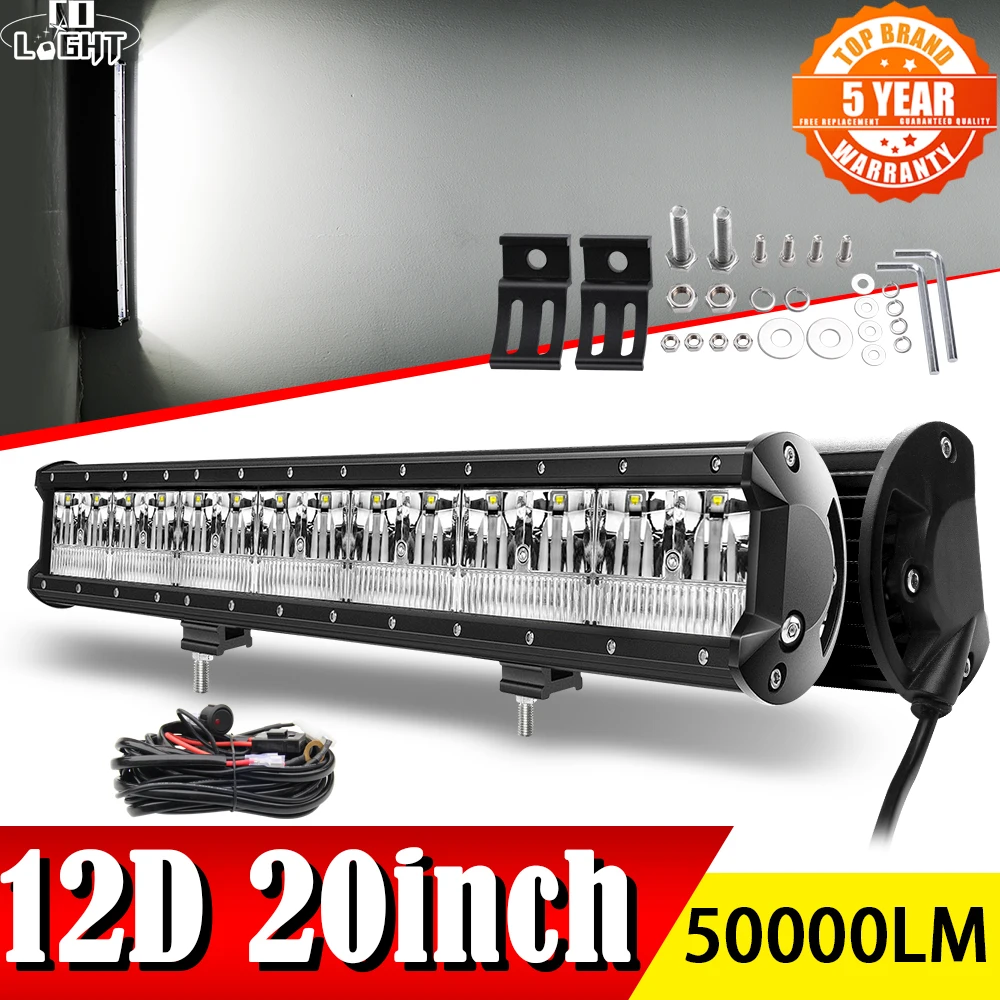 CO LIGHT 12D 20 inch Offroad Led Light Bar 420W Spot Flood Combo Beam Led Work Light 4x4 for Truck ATV SUV Boat 12V 24V Led Bar