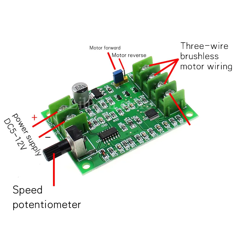 5V 12V Brushless DC Motor Driver Controller Board with Reverse Voltage Over Current Protection for Hard Drive Motor 3/4 Wire