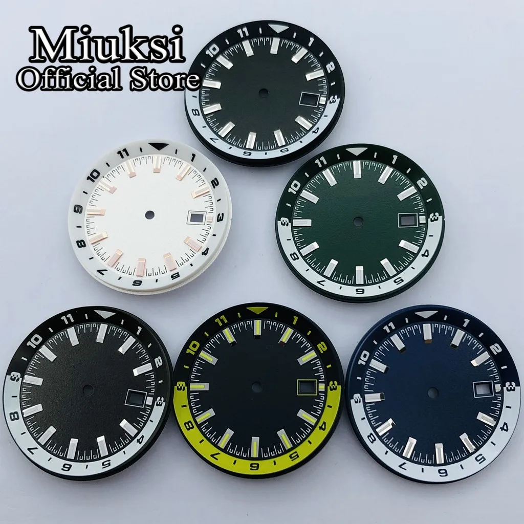 Miuksi 36.5mm black white green blue sterile dial luminous dial fit NH35 NH36 movement