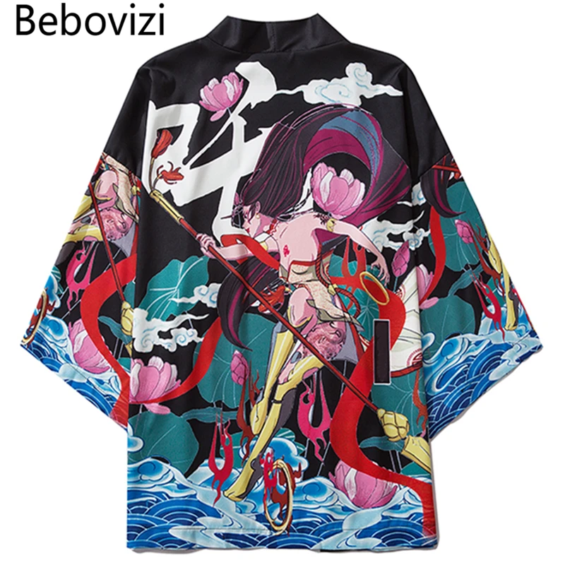 

Bebovizi 2020 Chinese Style Anime Nezha Kimono Streetwear Men Women Cardigan Japanese Robe Female Clothing Cosplay Shirt Blouse