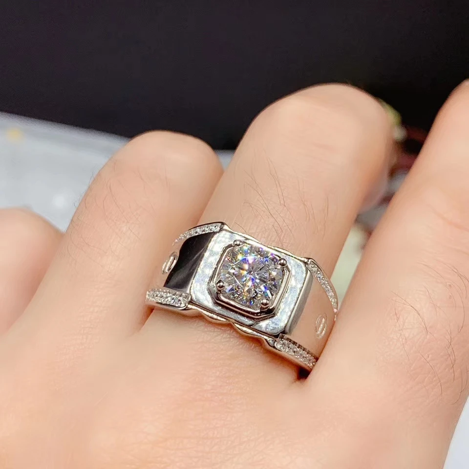 KJJEAXCMY Fine Jewelry 925 Sterling Silver Inlaid Mosang Diamond Gemstone Men Ring Lovely Support Detection