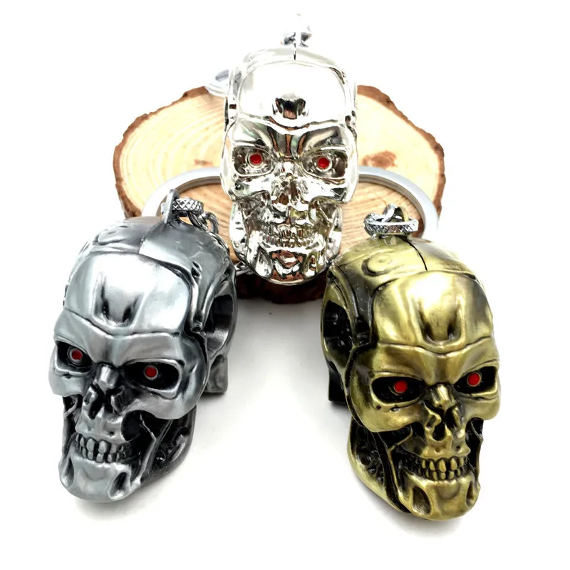 Movie Terminator 3D Skull Head Keychain Men Women Fashion Pendant Vintage Charm Key Ring Souvenir Accessories Gift Wholesale