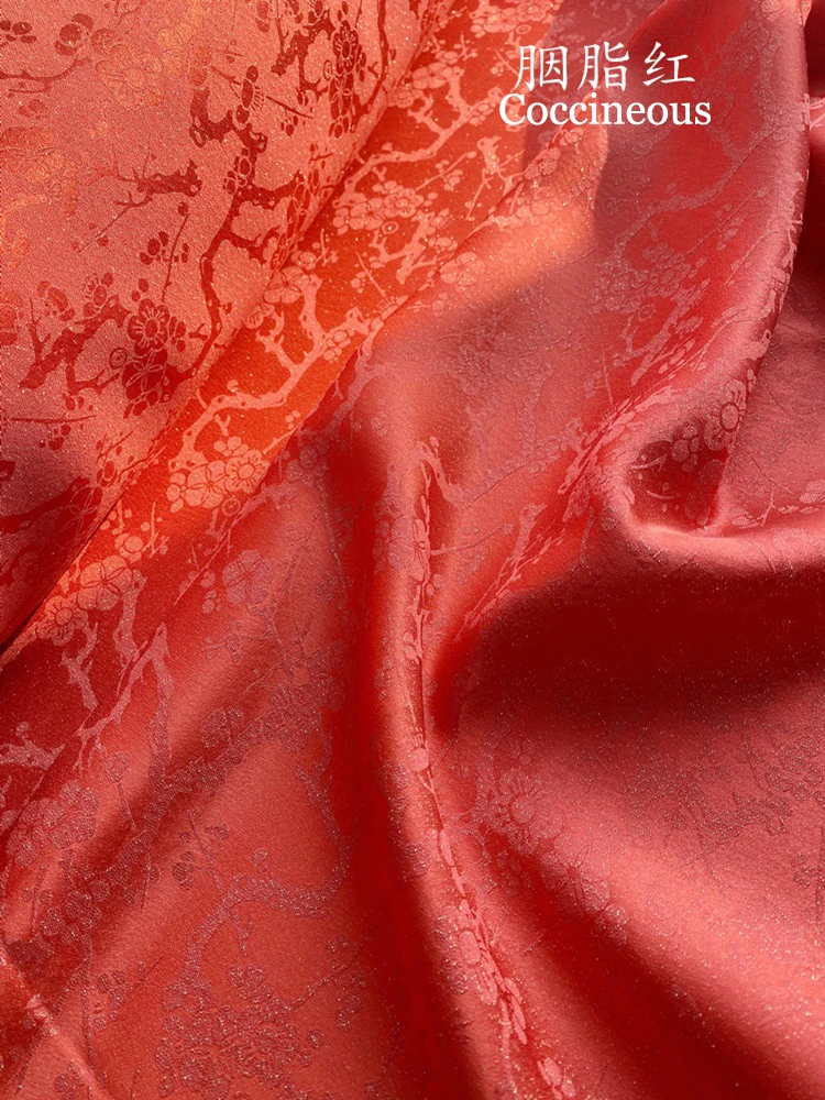 Silk Cotton Dress Material Ethnic Plum Floral Brocade Silk Fabric Heavy Crepe 100cm*114cm