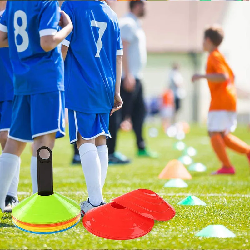 15pcs/25pcs Agility Disc Cone Set Multi Sport Training Space Cones With Plastic Stand Holder Soccer Football Drills Field Marker