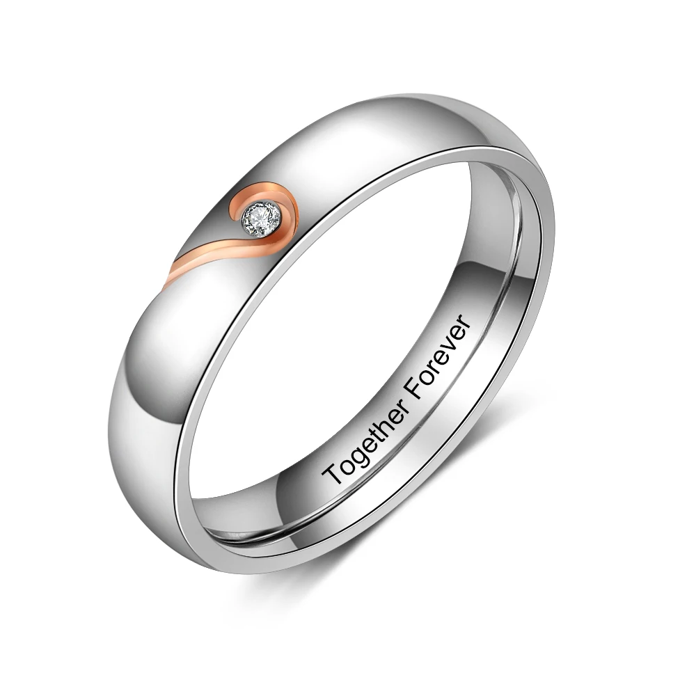 Personalized Inner Engraving Name Promise Couple Rings for Women Men Custom Wedding Band Engagement Ring Valentine Day Jewelry