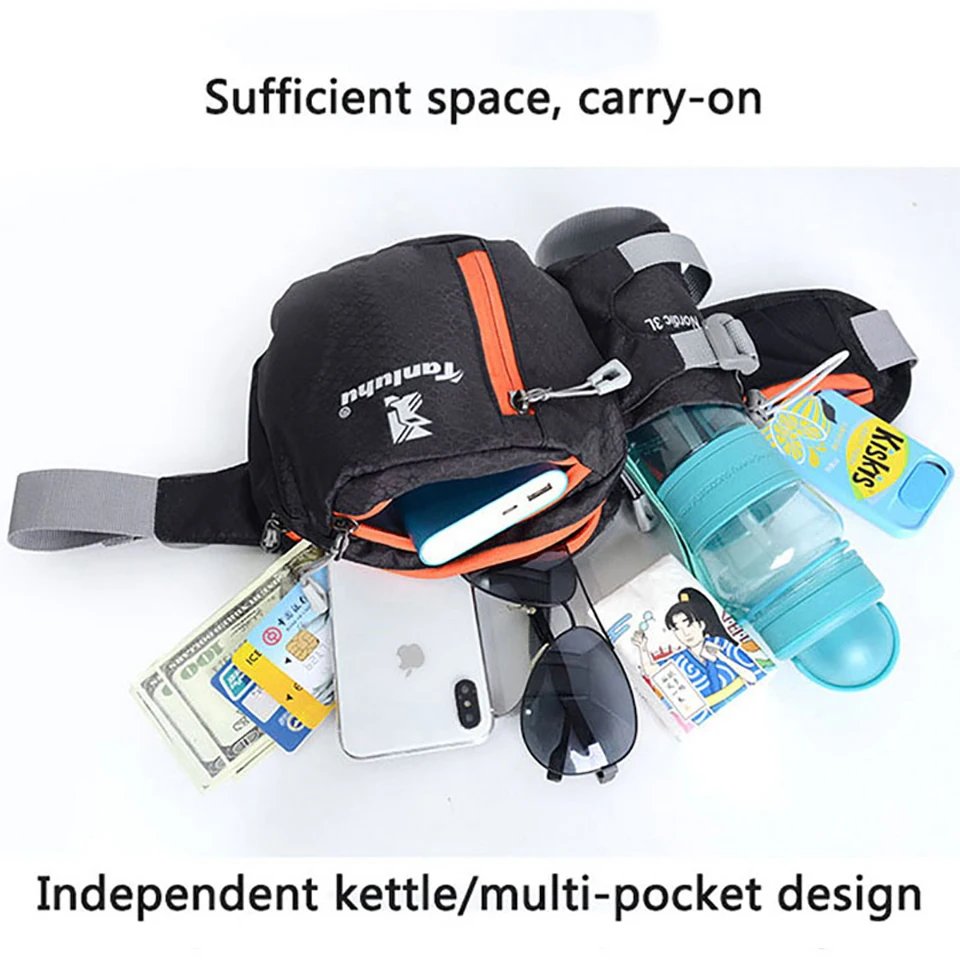 New Fashion Men Women Running Belt Jogging Cycling Waist Bum Pack Phone Pouch Sports Shouler Chest Bag with Water Bottle Holder