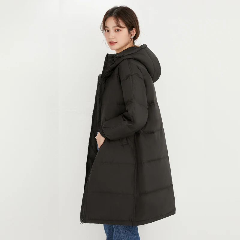 Women Winter Overcoat 90% White Duck Down Quilted Coat Thick Jacket Casual Female Warm Padded Snowy Day Black Parkas