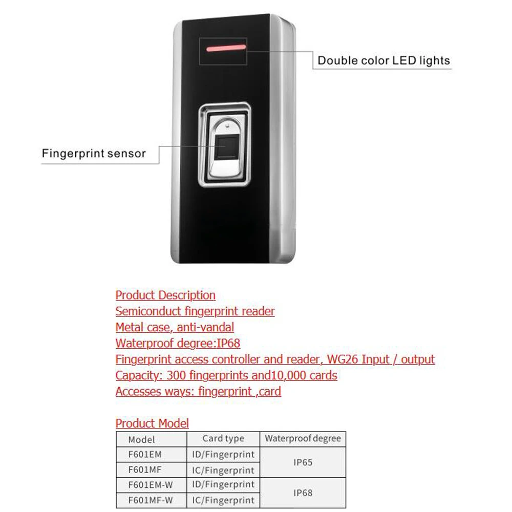 Fingerprint Recognition Device  Wiegand output Waterproof and dust-proof for access control Door Lock System fingerprint reader