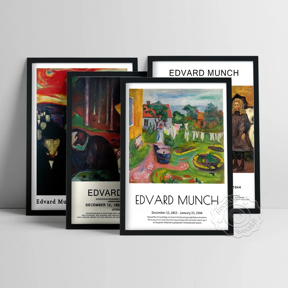 Edvard Munch Exhibition Poster, Edvard Four Girls Oil Painting, Elm Forrest In Spring Wall Stickers, Vintage Munch Art Prints