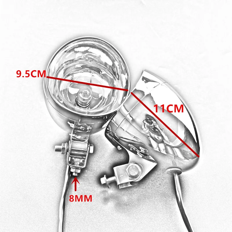 Universal Chrome Motorcycle LED Driving Passing Spot Fog Light Headlight Custom For Harley Honda Yamaha Kawasaki Chopper Bobber