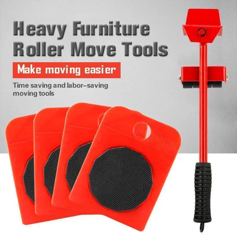 Furniture Mover Tool Set Transport Lifter Heavy Stuff Moving 4 Wheeled Mover Roller with Wheel Bar Moving Device Tools Dropship