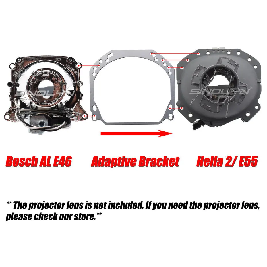 Headlight Lenses Mounting Frame Adapter For Hella 3R G5/E55/ E46 AL Bi-xenon Projector Lens DIY Car Lights Accessories Retrofit