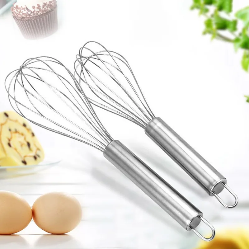 Stainless Steel Whisk Handheld Egg Beater Milk Frother Manual Stir Baxing Tool Non-Slip Easy To Clean Egg Kitchen Accessories