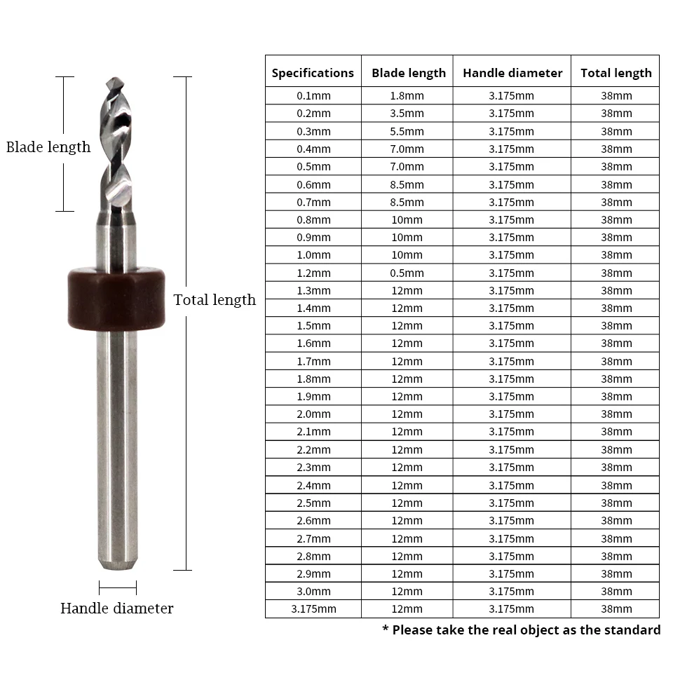 10/30/50Pcs Carbide PCB Drill Bits 3.175 Shank Mini CNC Drilling Bit Set Micro Engraving Drills For PVC Acrylic Circuit Board