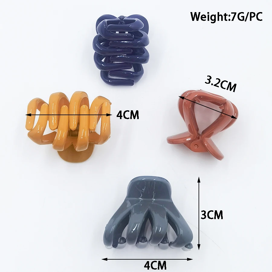 12Color/Card 4CM Acrylic Plastic Small Crab Hair Claw Clip Women Girls Cute Candy Mini Solid Barrette Clamp Hair Accessories Set