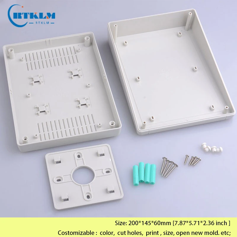 Wall mounting junction box  Plastic enclosure ABS plastic box  DIY electronic project case Custom shell 200*145*60mm