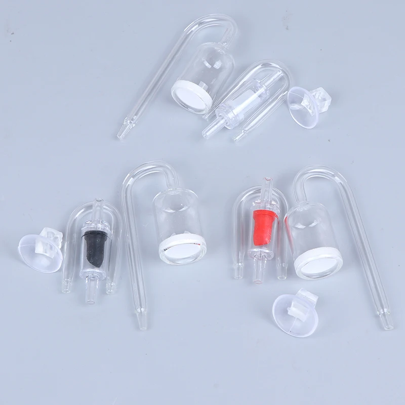 Aquarium Glass CO2 Diffuser Check Valve U Shape Glass Tube Suction Cup Kit For Fish Tank Aquarium Check Valve Set CO2 Atomizer