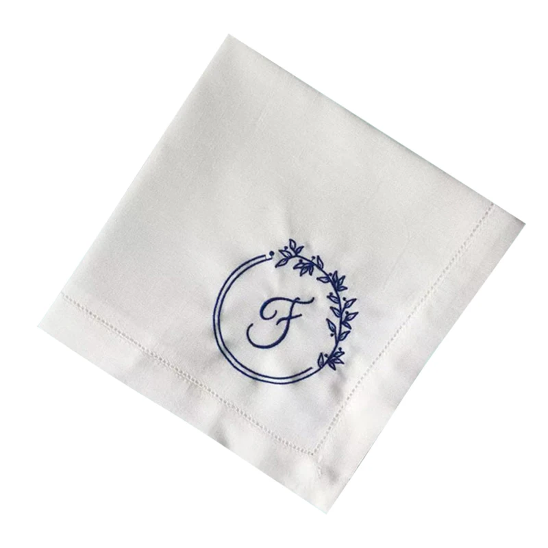 Embroidery Napkin Cotton Linen Fabric Table Cloth Napkin 45x45CM Restaurant Wedding Party Napkin Simple White Home Customizable