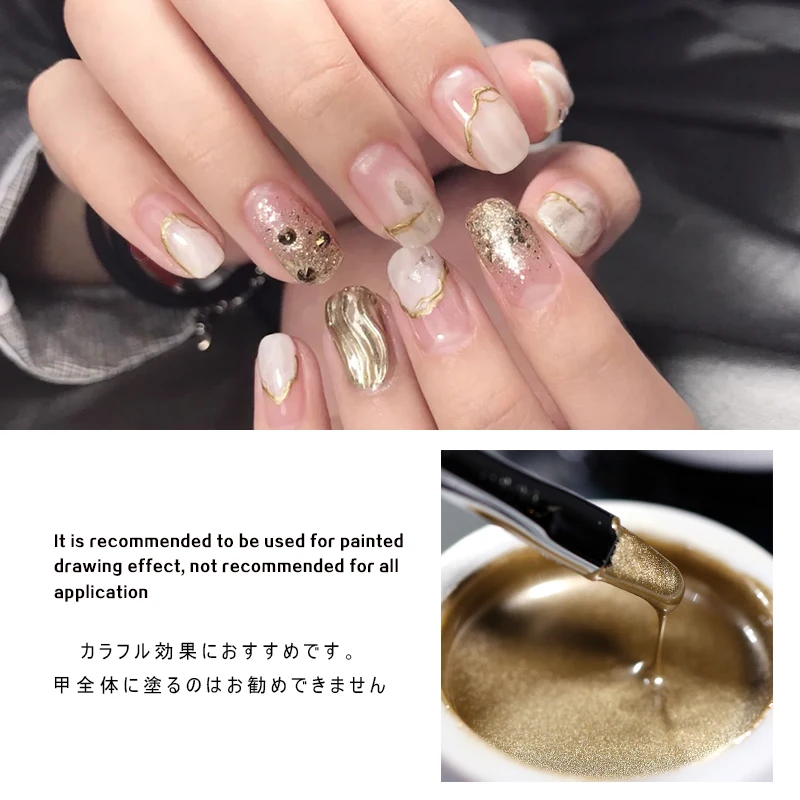 Vendeeni 10g Metallic Painting Gel Polish Soak Off Gel Nail Polish Flower Drawing Gold Silver  Glitter UV Nail Gel Varnish