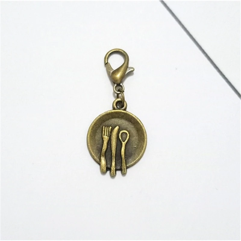 2 Pcs Bronze Color Small Dish Plate Clip on Charm Perfect for Necklace and Bracelets, Dish Charm