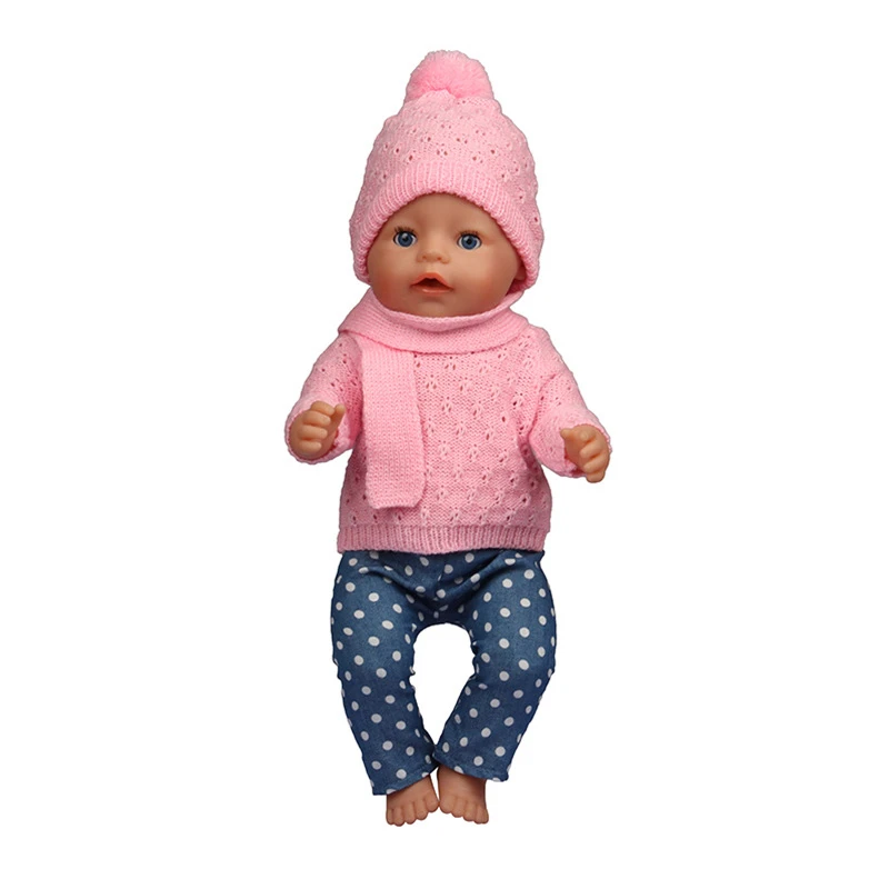 Kleidung für Baby Geboren 43 cm Puppe Outfits18 Zoll Pullover Anzug Hut Schal Handschuhe Reborn Zubehör Mädchen Geburtstag Festival Geschenke