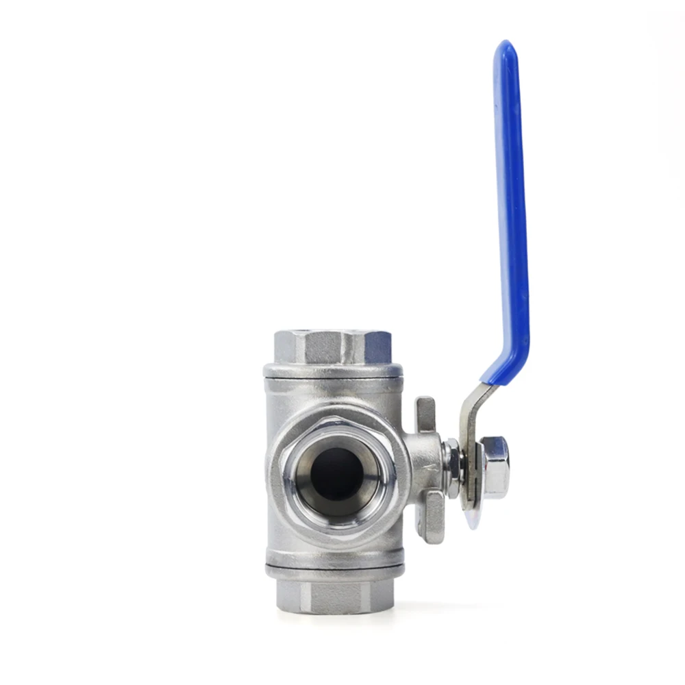 DN15 DN20 Stainless Steel 304 BSPT Male Thread 3/Three-Way Ball Valve T/L Type 1/2\