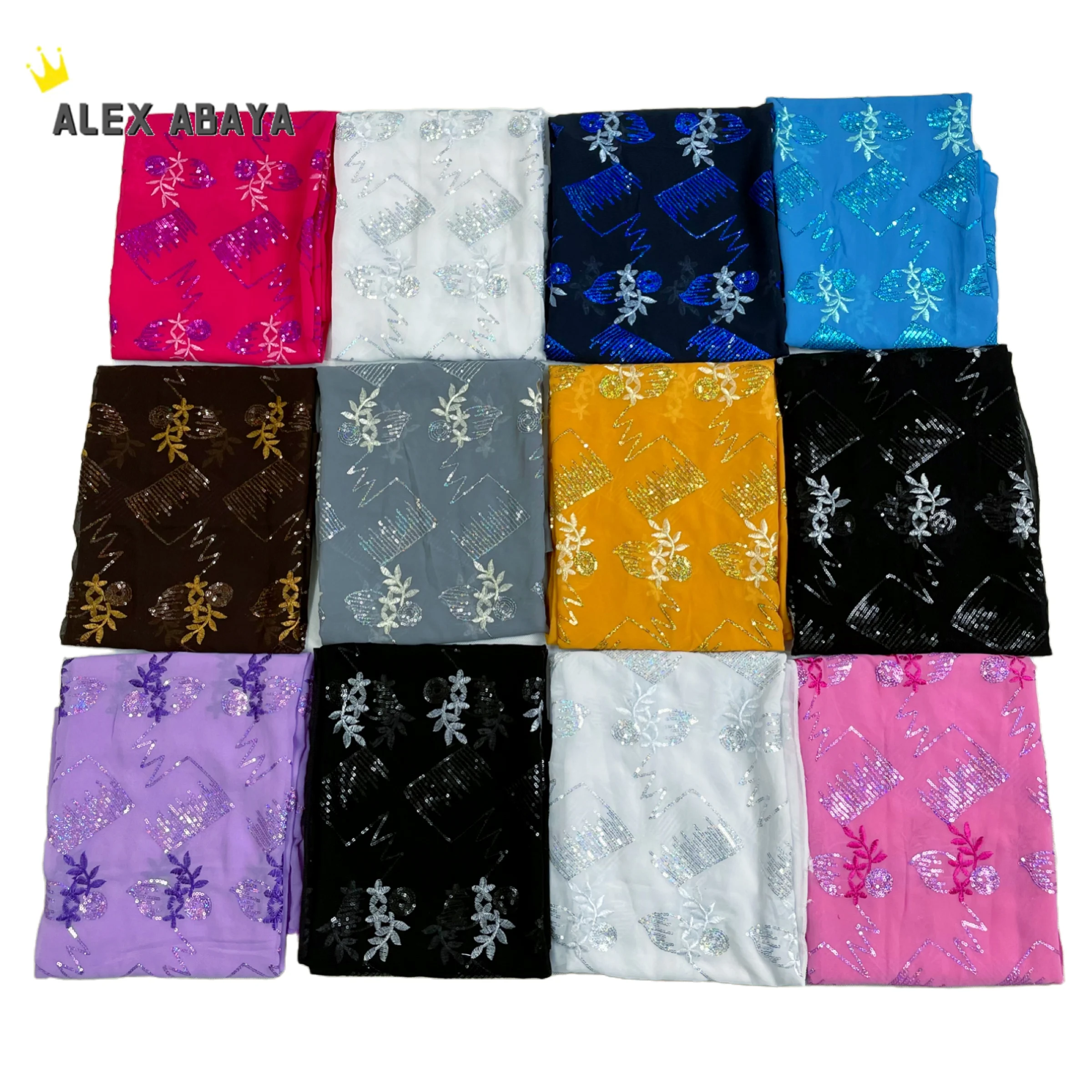 Copertura islamica del tessuto molle Chiffon del ricamo del paillettes Premium della sciarpa delle donne musulmane africane Hijab di trasporto libero