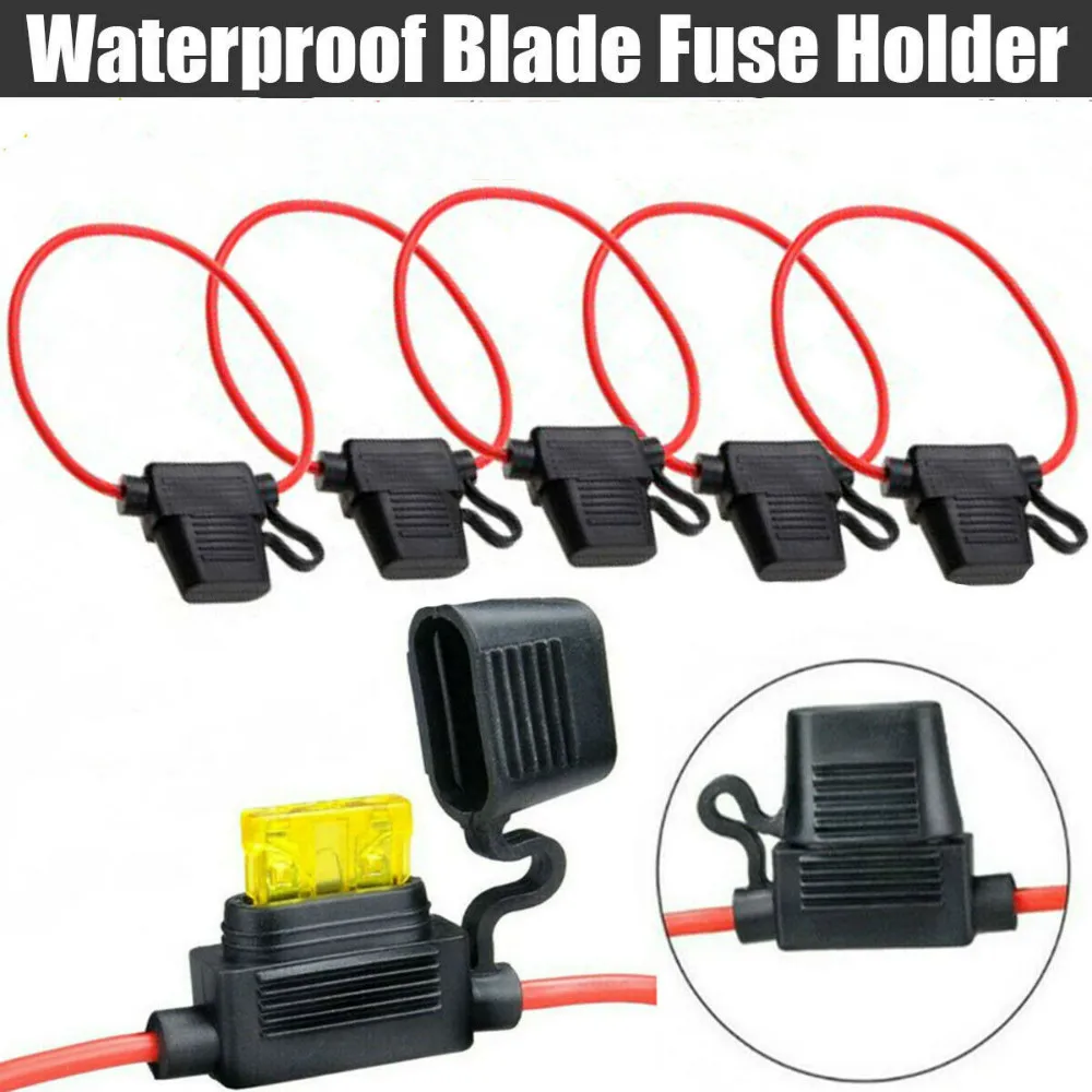 12V 30A 12AWG ABS Standard Blade Inline Fuse Holder with Waterproof Dustproof Cover Auto Car Fuse Holder Auto Accessories