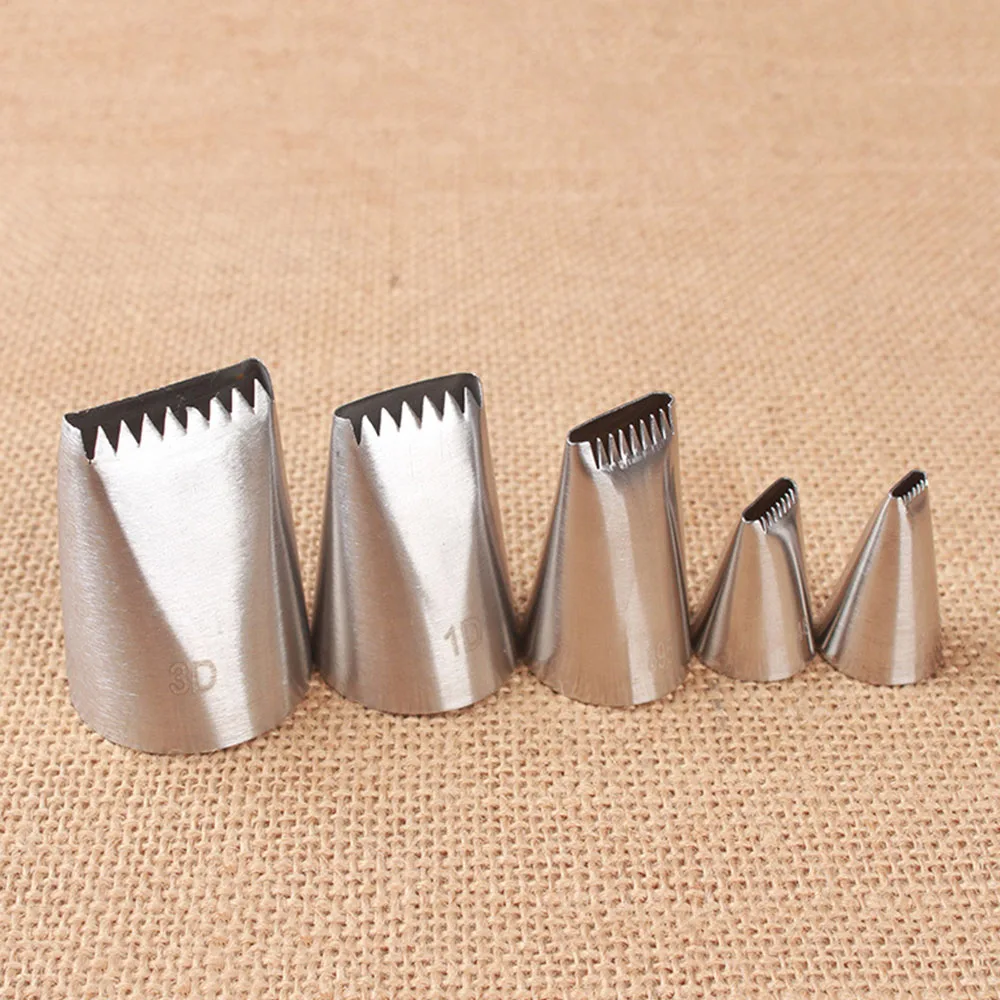 5Pcs/set Cake Icing Piping Nozzles Basket Weave Pastry Tips Cream Cupcake Stainless Steel Nozzle Sugar Craft Decorating Tools