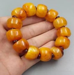 Wholesale Price Beeswax Necklace Barrel Bead Universal Bracelet Chicken Oil Yellow Amber Bracelet Wholesale