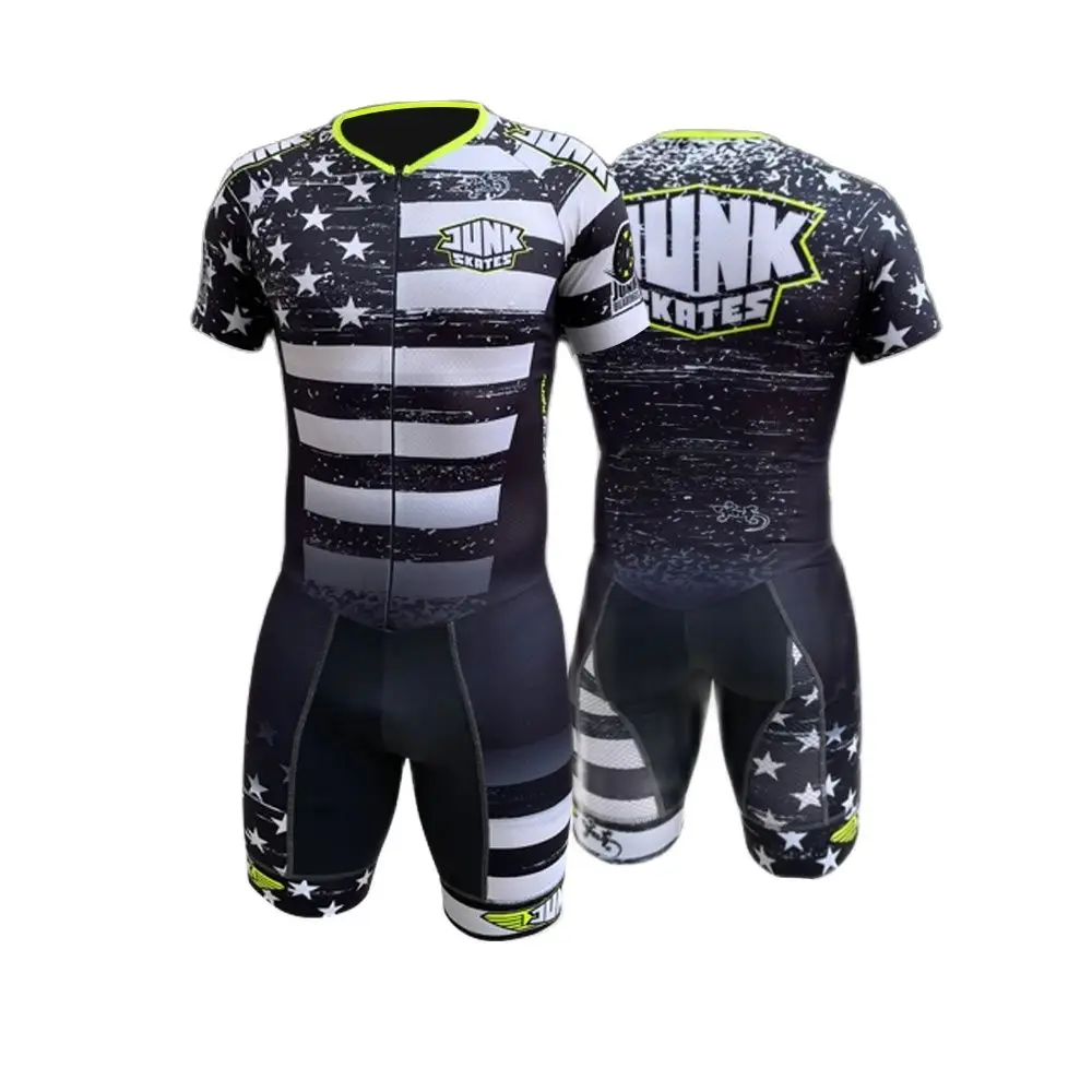 JUNK Wheels 2021 Men Short Sleeve Triathlon Suit Speed Inline Roller Skate Skinsuit Fast Skating Clothing Without Cushion Dress