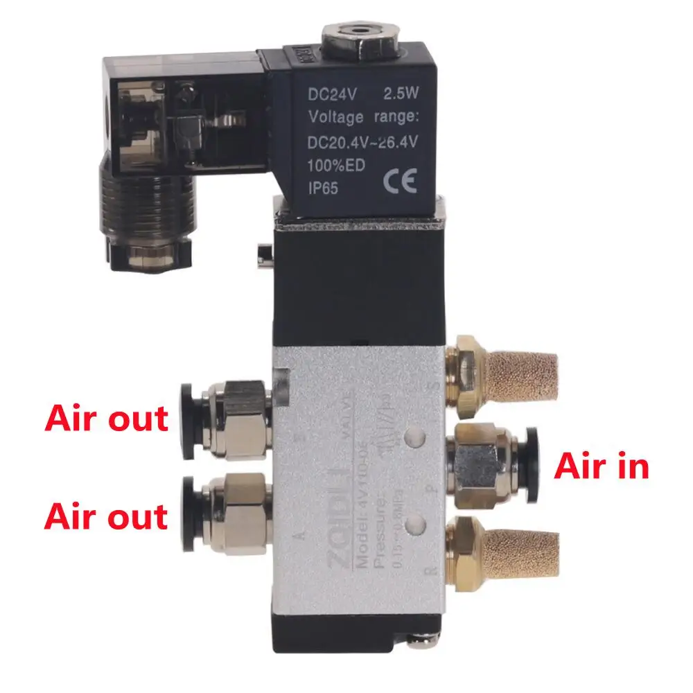 솔레노이드 공압 밸브, 5 방향 포트, 2 위치 공기 압축기, 12V, 24V, 110V, 220V, 4V110-06