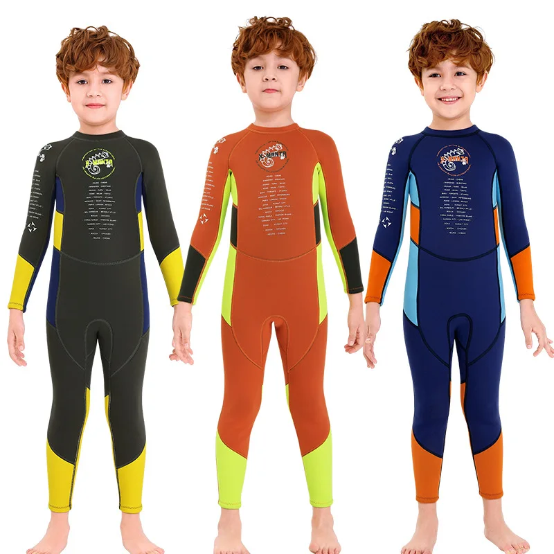 Children's Swimsuit 2.5MM Boys One-piece Long-sleeved Thickened Warmth and Sunscreen Quick-drying Student Swimwear Diving Suit