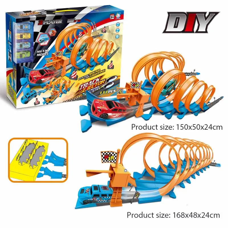 Hot Stunt Speed Double Car Wheels Model Racing Track Diy Assembled Rail Kits Catapult Rail Car Racing Boy Toys for Children Gift