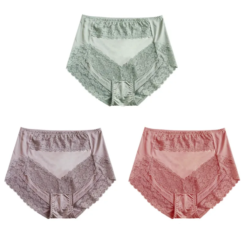 3Pcs/lot Women Panties Thin Soft High Waist Belly in Carry Buttock Sexy Lace Lingeries Underwears Sets Plus Size 5XL Briefs